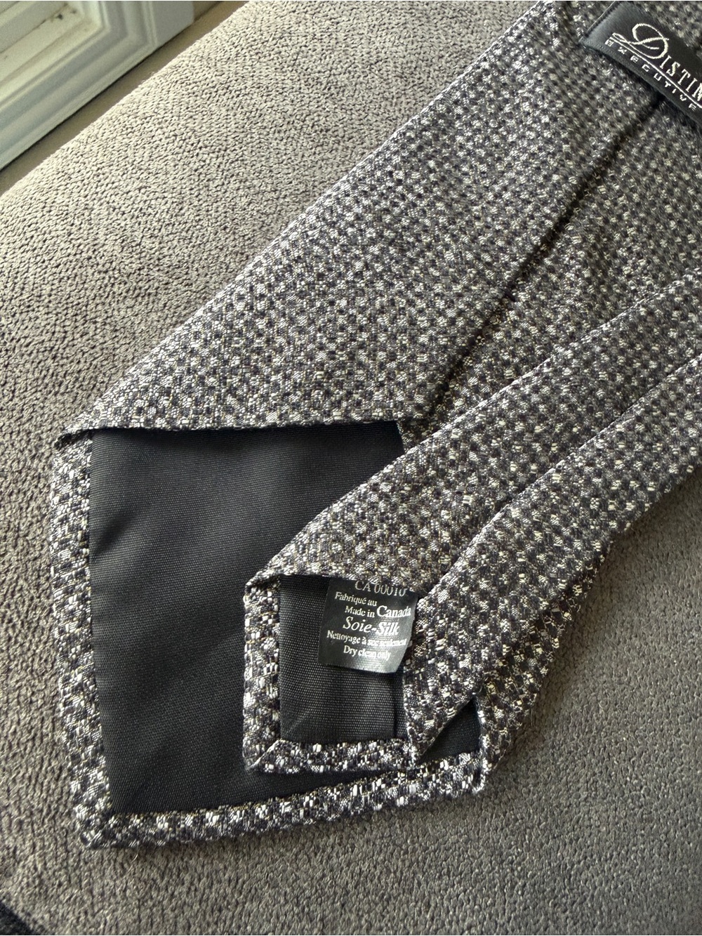 Gray Patterned Silk Necktie